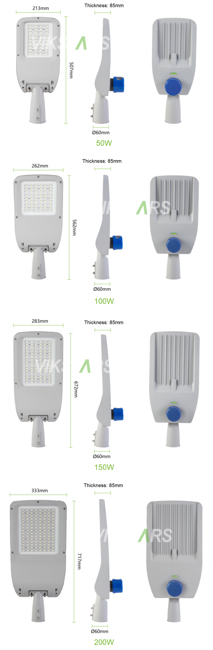 कोबरा एलईडी स्ट्रीट लाइट्स नवीनतम सार्वजनिक दीपक 140lm/w के साथ 5 साल की वारंटी मुख्य शहर सड़क प्रकाश व्यवस्था 9