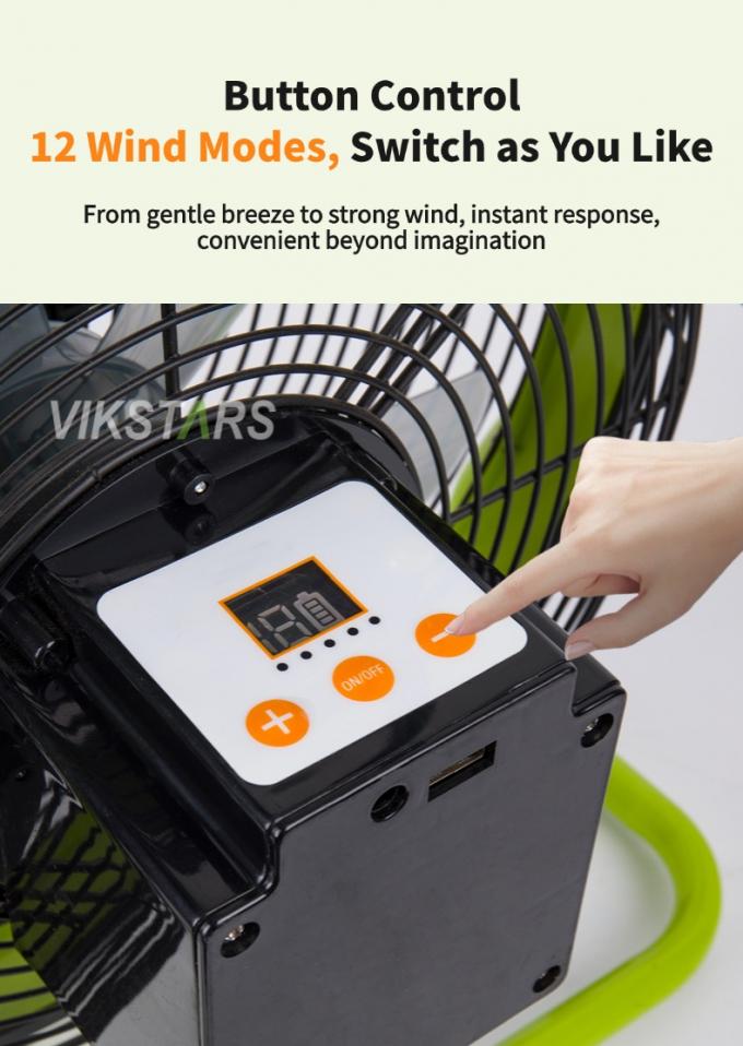 आउटडोर पोर्टेबल वेंटिलेटर रिचार्जेबल घरेलू आपातकालीन 12 इंच 14 इंच सौर मंजिल वेंटिलेटर शांत सौर ऊर्जा वेंटिलेटर 5