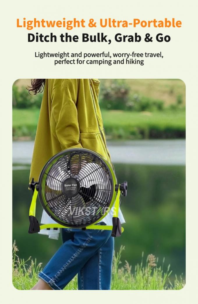 आउटडोर पोर्टेबल वेंटिलेटर रिचार्जेबल घरेलू आपातकालीन 12 इंच 14 इंच सौर मंजिल वेंटिलेटर शांत सौर ऊर्जा वेंटिलेटर 6