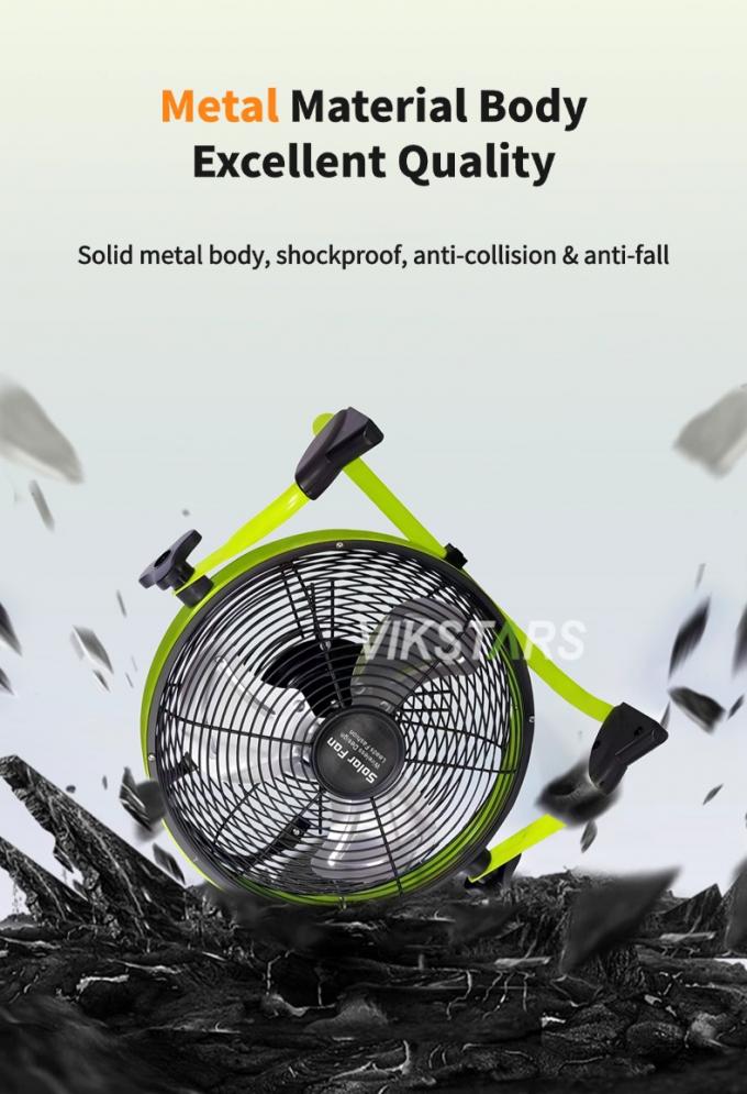 आउटडोर पोर्टेबल वेंटिलेटर रिचार्जेबल घरेलू आपातकालीन 12 इंच 14 इंच सौर मंजिल वेंटिलेटर शांत सौर ऊर्जा वेंटिलेटर 10