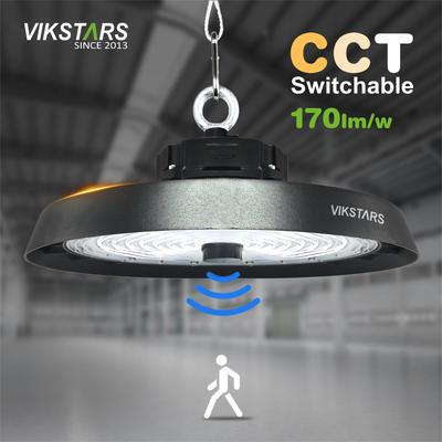 खरीदें 170lm/w हाई ल्यूमेन यूएफओ हाई बे लाइट्स सपोर्ट 3CCT विथ मोशन सेंसर वेयरहाउस इंडस्ट्रियल लाइट्स ऑनलाइन निर्माण