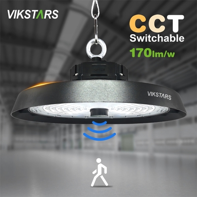 170lm/w हाई ल्यूमेन यूएफओ हाई बे लाइट्स सपोर्ट 3CCT विथ मोशन सेंसर वेयरहाउस इंडस्ट्रियल लाइट्स